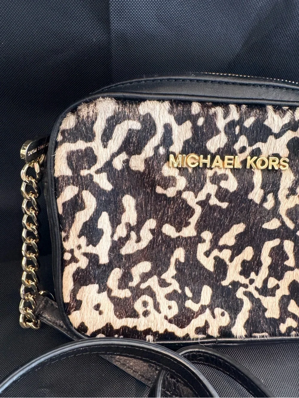 Michael Kors Jet Set Medium Leopard & Calf Hair Crossbody Bag